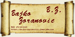 Bajko Zoranović vizit kartica